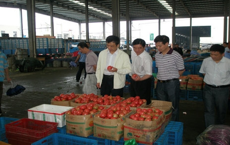 2011年6月嘉興市委常委、市政府常務(wù)副市長(zhǎng)蔣唯民一行蒞臨蔬菜市場(chǎng)視察菜籃子供應(yīng)工作